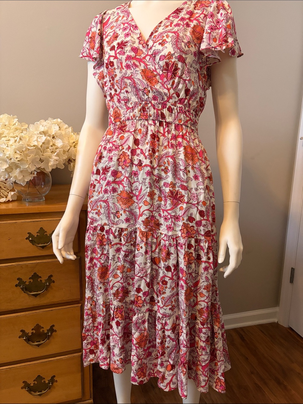Knox Rose Flutter Sleeve Tiered Skirt Dress